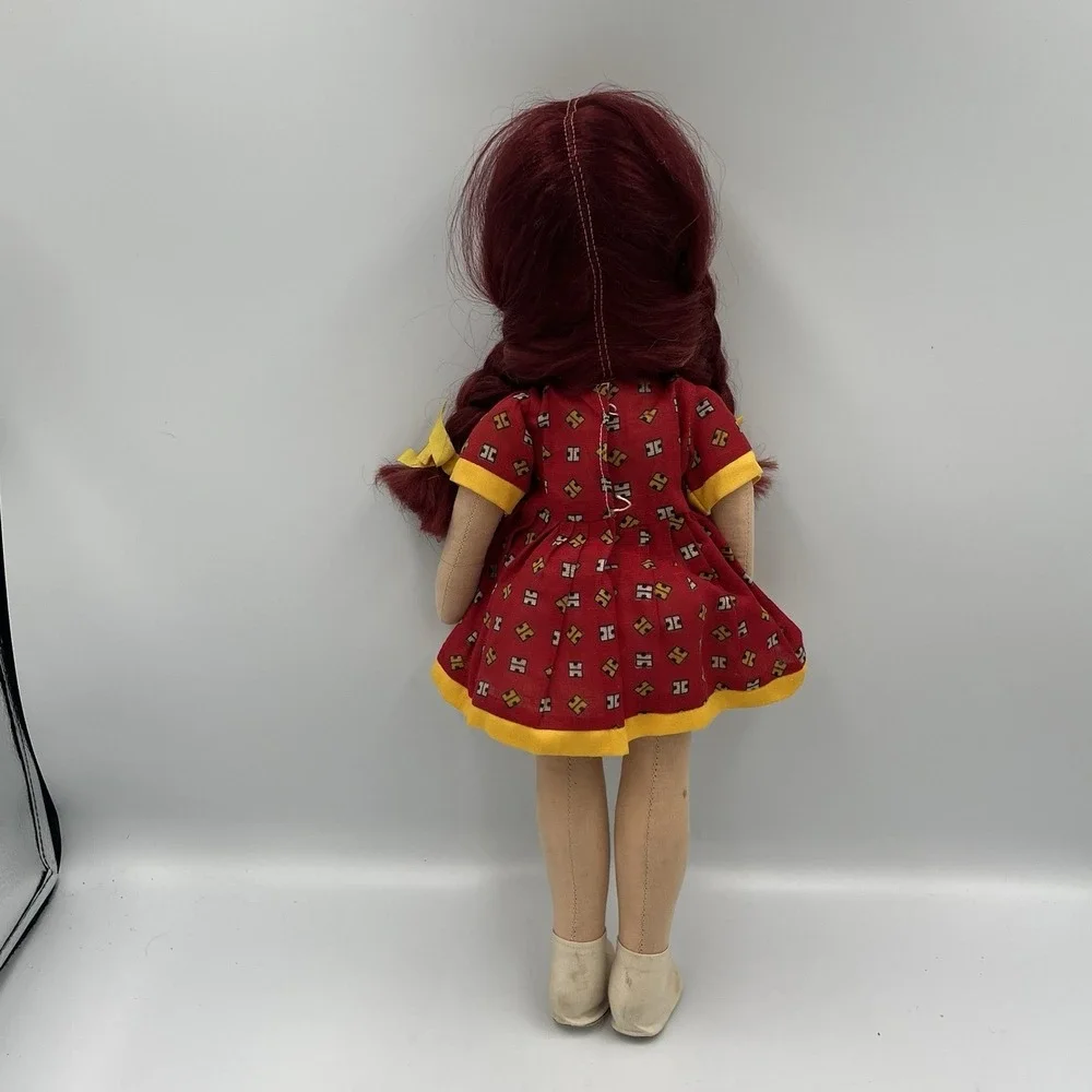 Celluloid Face Doll Vintage Red Hair Blue Eyes Original Outfit Cloth Body 15